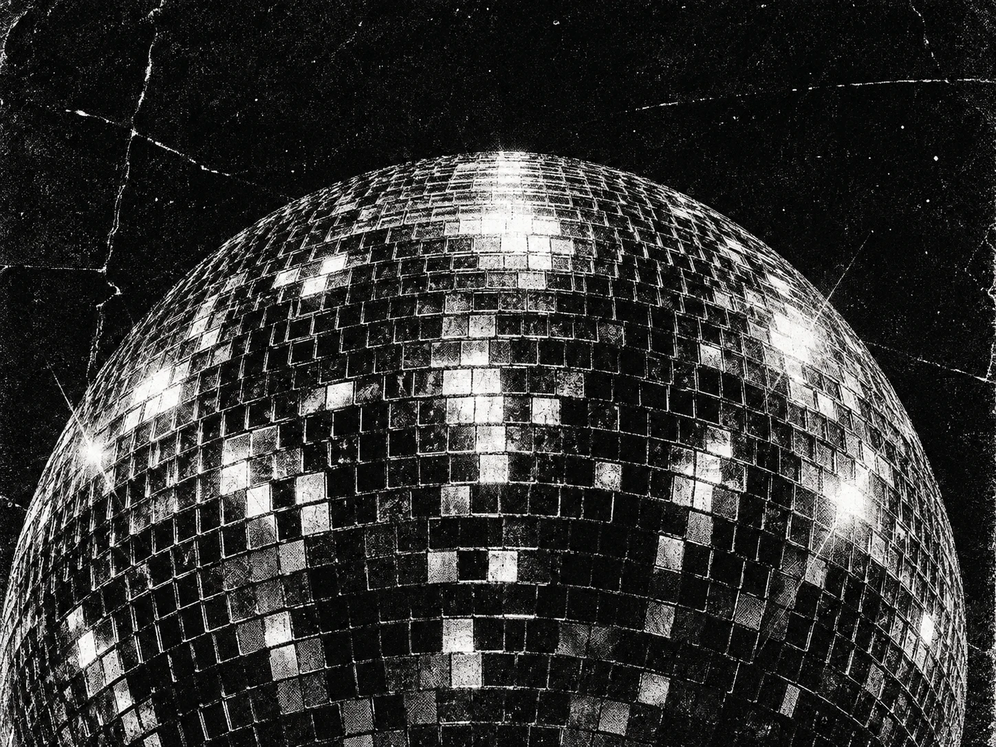 Black and white mirror disco ball close-up