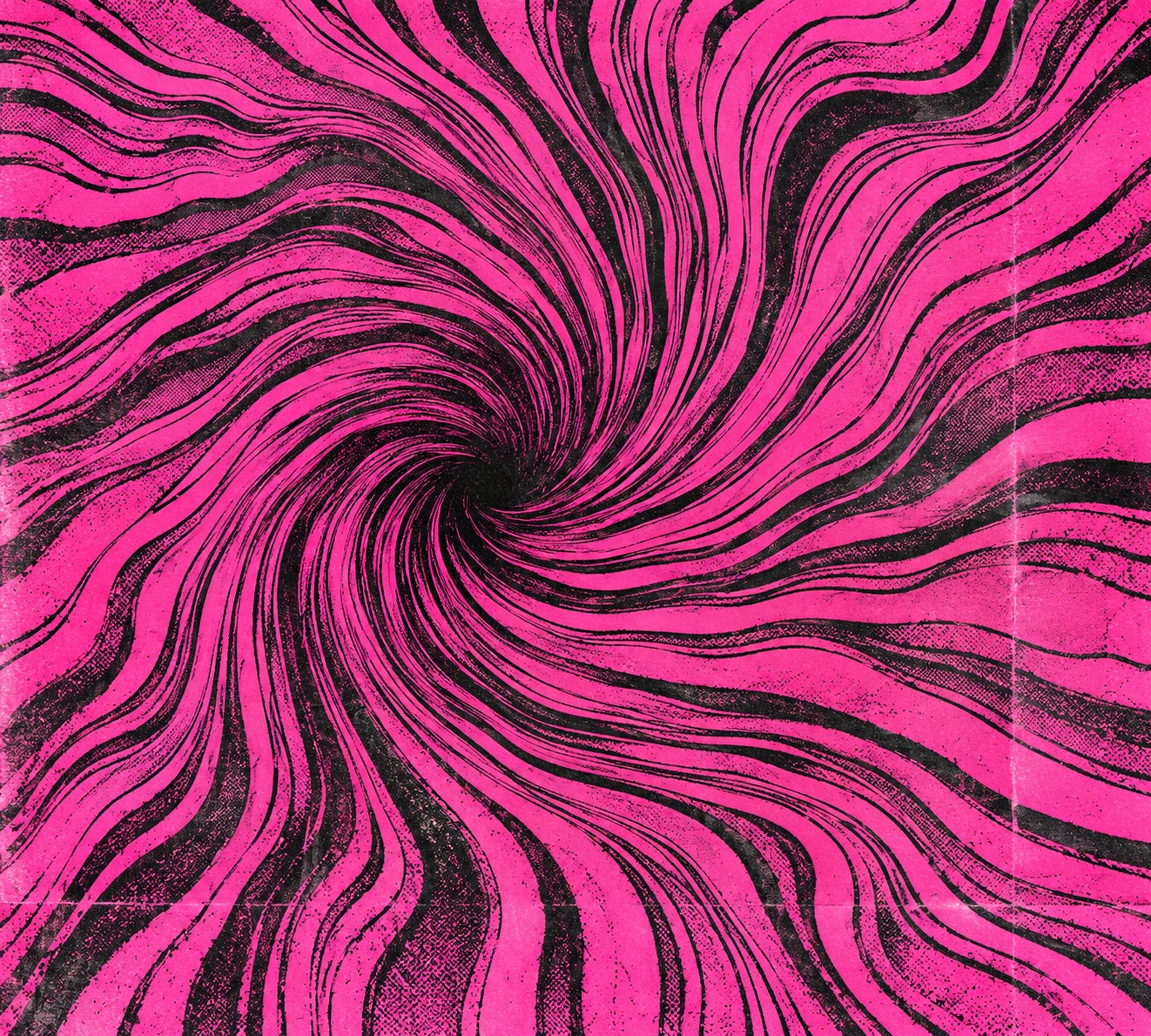 Abstract hot pink and black psychedelic swirl of radiating lines